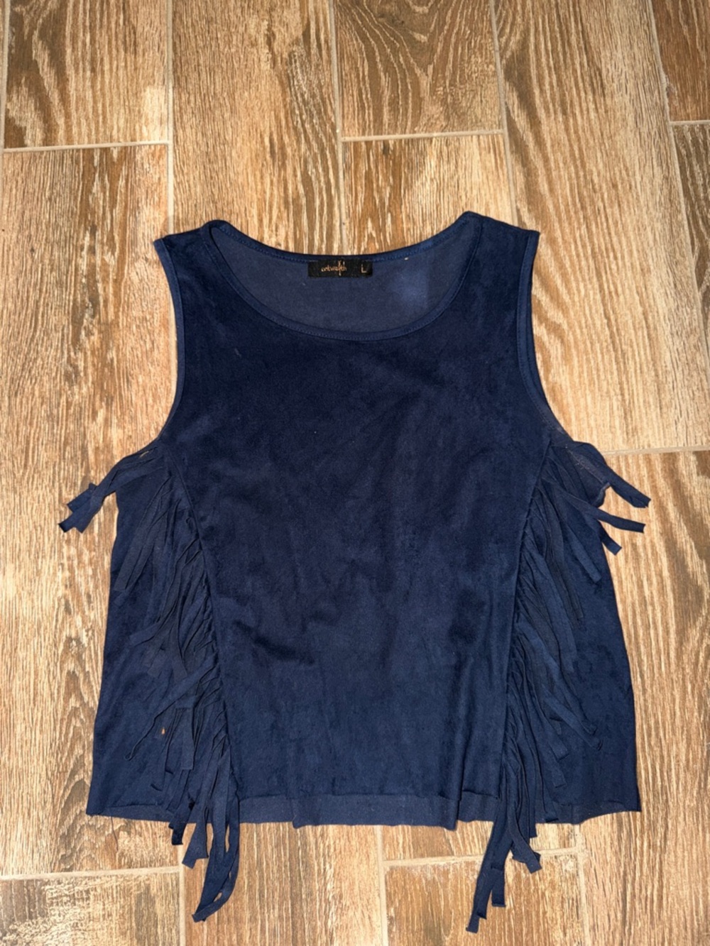 Navy Fringe Sleeveless Top - Women's Casual Tank